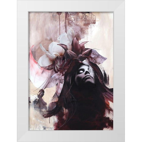 Imperfection Red White Modern Wood Framed Art Print by Design Fabrikken