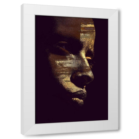 Gold Vision White Modern Wood Framed Art Print by Design Fabrikken