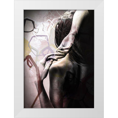 Studio 3 Colors White Modern Wood Framed Art Print by Design Fabrikken