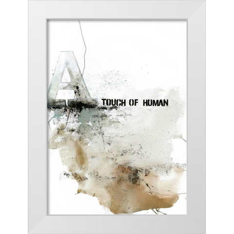Touch of Human White Modern Wood Framed Art Print by Design Fabrikken