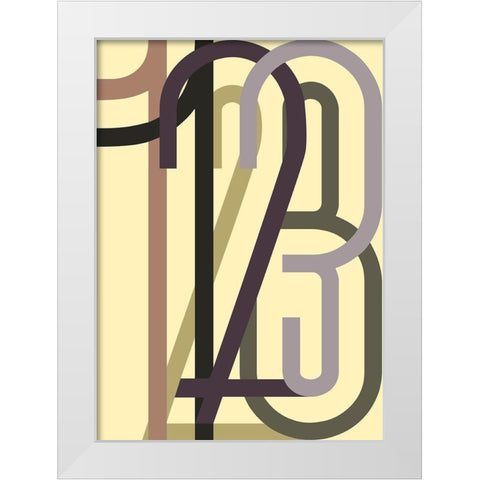 Numbers 1 White Modern Wood Framed Art Print by Design Fabrikken