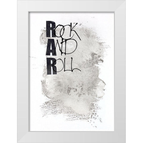 Rock and Roll White Modern Wood Framed Art Print by Design Fabrikken