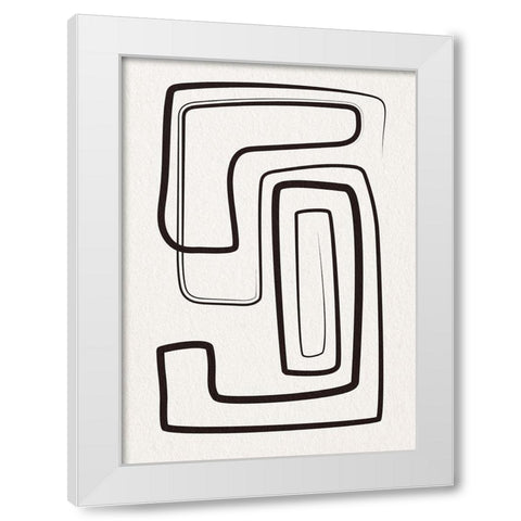 Oneliners-2 White Modern Wood Framed Art Print by Design Fabrikken