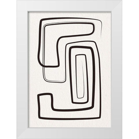 Oneliners-2 White Modern Wood Framed Art Print by Design Fabrikken