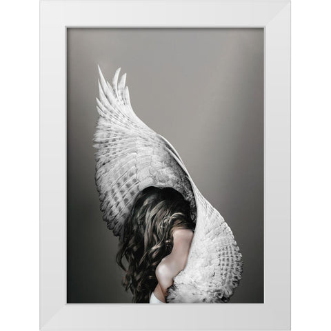Nike White Modern Wood Framed Art Print by Design Fabrikken