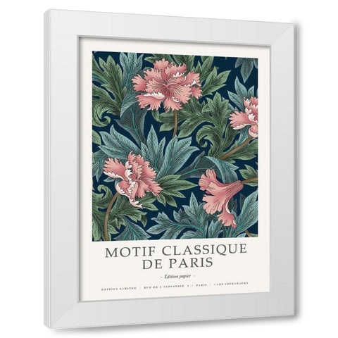 Motif Classique 2 White Modern Wood Framed Art Print by Design Fabrikken