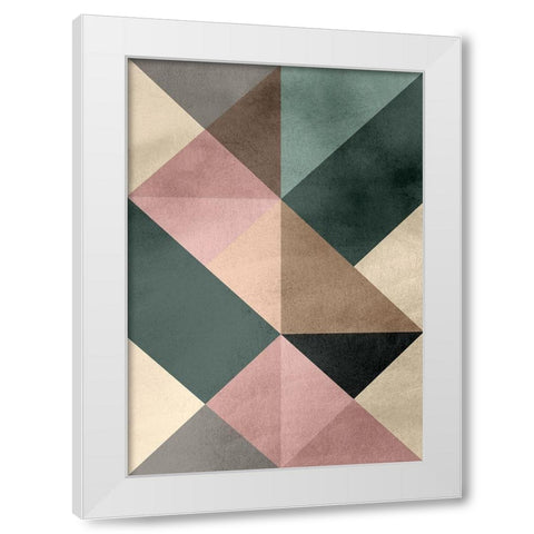 Triangle-2 White Modern Wood Framed Art Print by Design Fabrikken