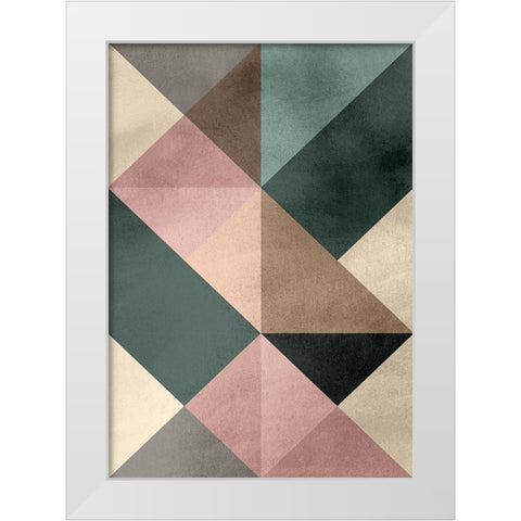 Triangle-2 White Modern Wood Framed Art Print by Design Fabrikken