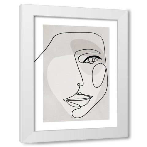 Face Line 3 White Modern Wood Framed Art Print by Design Fabrikken