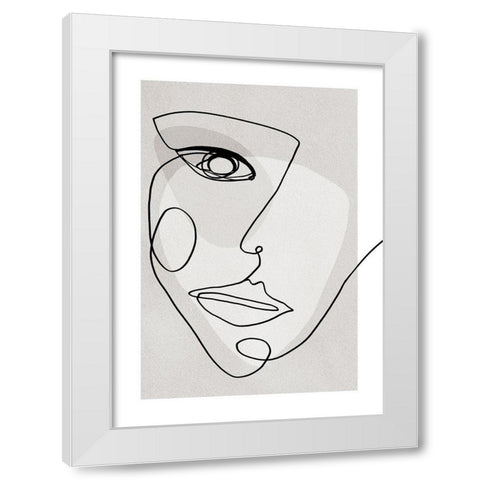 Face Line 4 White Modern Wood Framed Art Print by Design Fabrikken