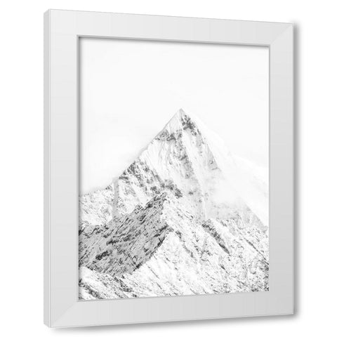 Mountain Top White White Modern Wood Framed Art Print by Design Fabrikken