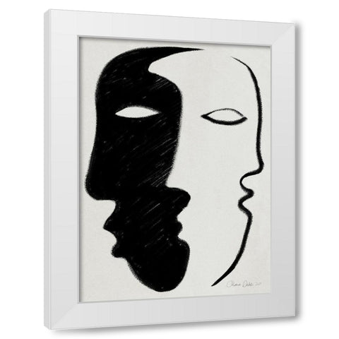 Face to Face White Modern Wood Framed Art Print by Design Fabrikken
