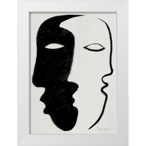 Face to Face White Modern Wood Framed Art Print by Design Fabrikken