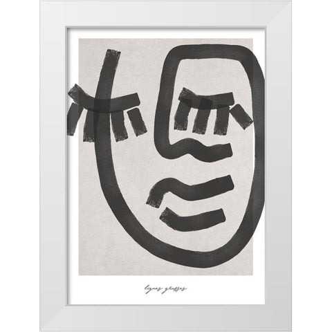 Lignes Grasses 1 White Modern Wood Framed Art Print by Design Fabrikken