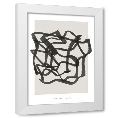 Lines 1 White Modern Wood Framed Art Print by Design Fabrikken