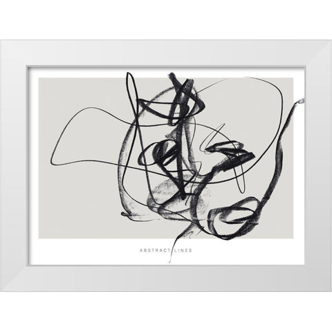 Lines 2 White Modern Wood Framed Art Print by Design Fabrikken