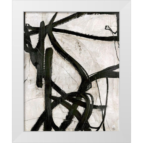 Graphical Lines 5 White Modern Wood Framed Art Print by Design Fabrikken