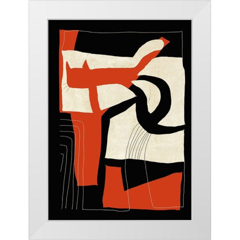 The Loose Cat White Modern Wood Framed Art Print by Design Fabrikken