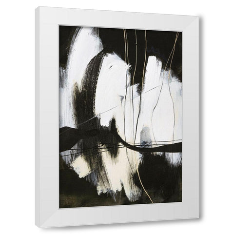 Behind Lines White Modern Wood Framed Art Print by Design Fabrikken