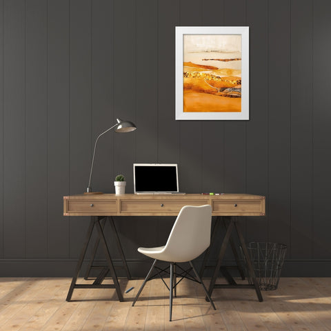 Element Fire White Modern Wood Framed Art Print by Design Fabrikken