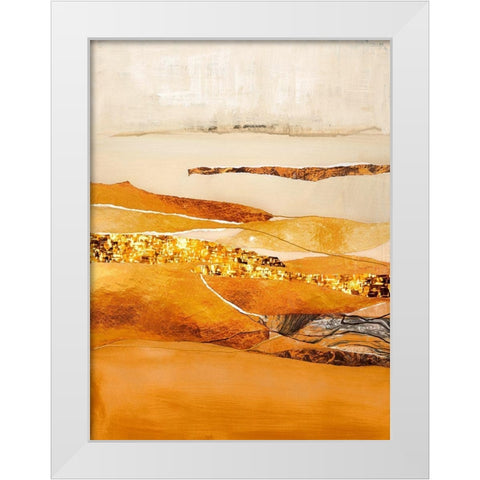 Element Fire White Modern Wood Framed Art Print by Design Fabrikken