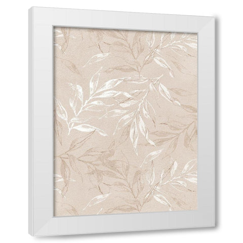 White Leaves 1 White Modern Wood Framed Art Print by Design Fabrikken