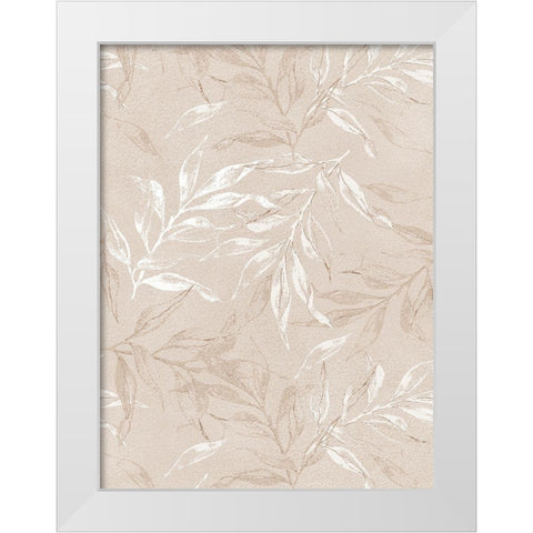 White Leaves 1 White Modern Wood Framed Art Print by Design Fabrikken