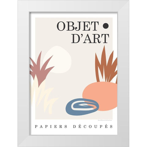 Objet 6 White Modern Wood Framed Art Print by Design Fabrikken