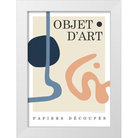 Objet 7 White Modern Wood Framed Art Print by Design Fabrikken