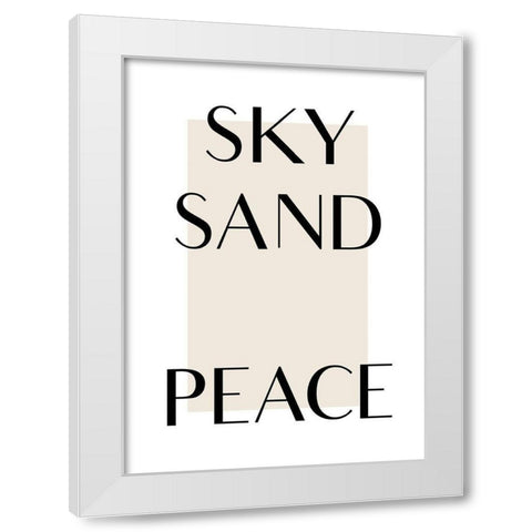 Sky Sand Peace White Modern Wood Framed Art Print by Design Fabrikken
