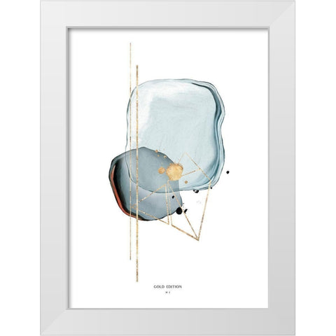 Gold Edition No 1 White Modern Wood Framed Art Print by Design Fabrikken