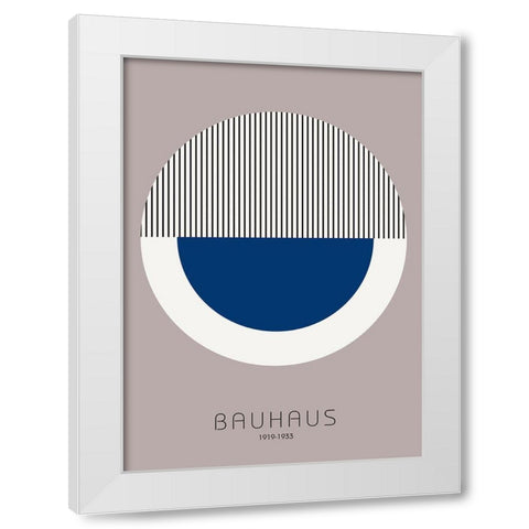 Bauhaus 7 White Modern Wood Framed Art Print by Design Fabrikken