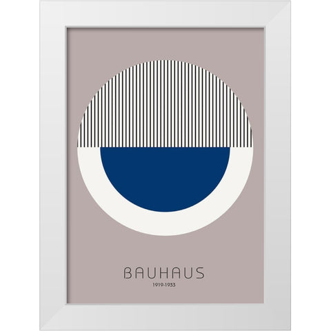 Bauhaus 7 White Modern Wood Framed Art Print by Design Fabrikken