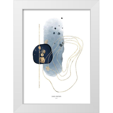 Gold Edition No 3 White Modern Wood Framed Art Print by Design Fabrikken