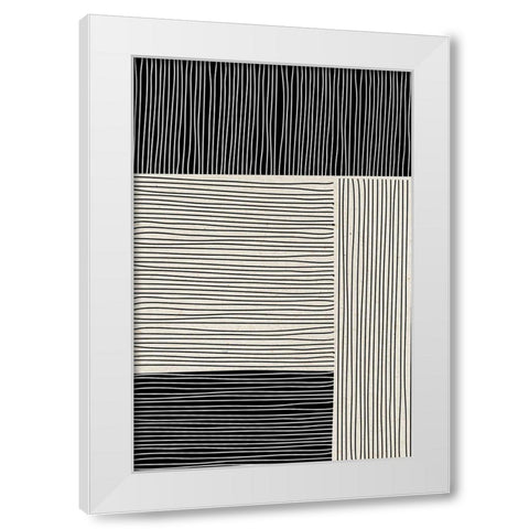 Ribbing 1 White Modern Wood Framed Art Print by Design Fabrikken