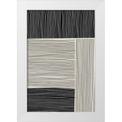 Ribbing 1 White Modern Wood Framed Art Print by Design Fabrikken