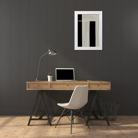 Ribbing 2 White Modern Wood Framed Art Print by Design Fabrikken