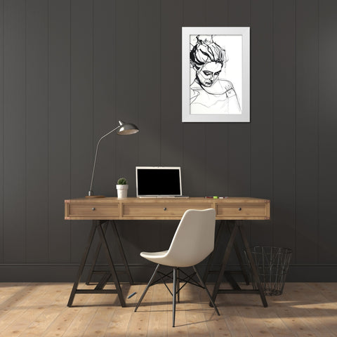 Silhouette 1 White Modern Wood Framed Art Print by Design Fabrikken