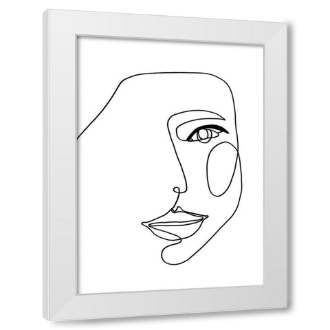 Face Line 1 White Modern Wood Framed Art Print by Design Fabrikken