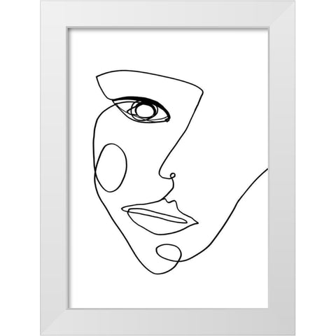 Face Line 2 White Modern Wood Framed Art Print by Design Fabrikken