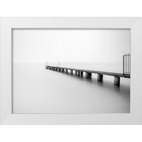 Nowhere White Modern Wood Framed Art Print by Design Fabrikken