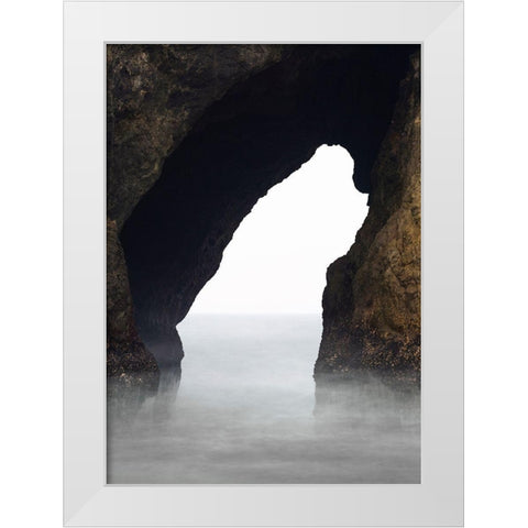 Ocean Rock White Modern Wood Framed Art Print by Design Fabrikken