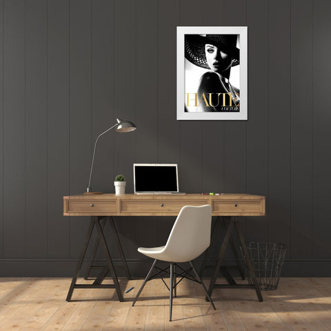 Couture 3 White Modern Wood Framed Art Print by Design Fabrikken
