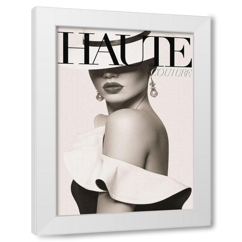 Couture 7 White Modern Wood Framed Art Print by Design Fabrikken