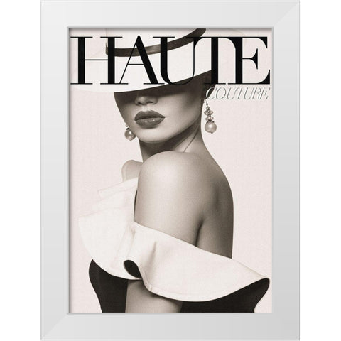 Couture 7 White Modern Wood Framed Art Print by Design Fabrikken