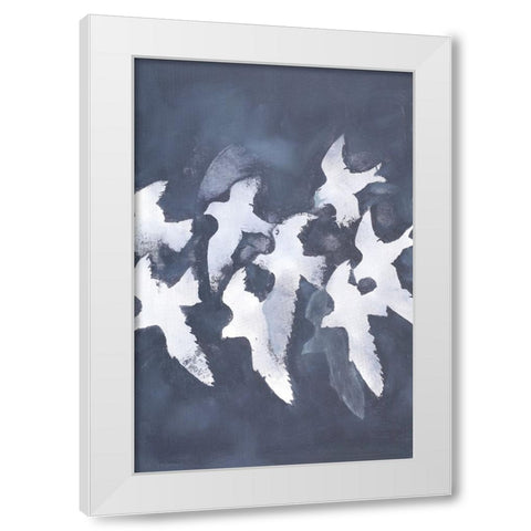 Fades Into Light White Modern Wood Framed Art Print by Design Fabrikken