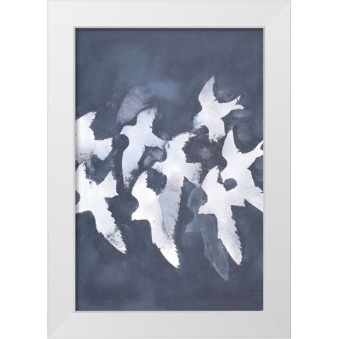 Fades Into Light White Modern Wood Framed Art Print by Design Fabrikken