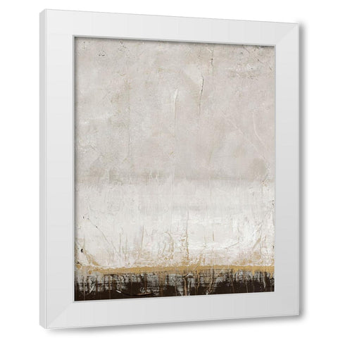 Golden Line White Modern Wood Framed Art Print by Design Fabrikken