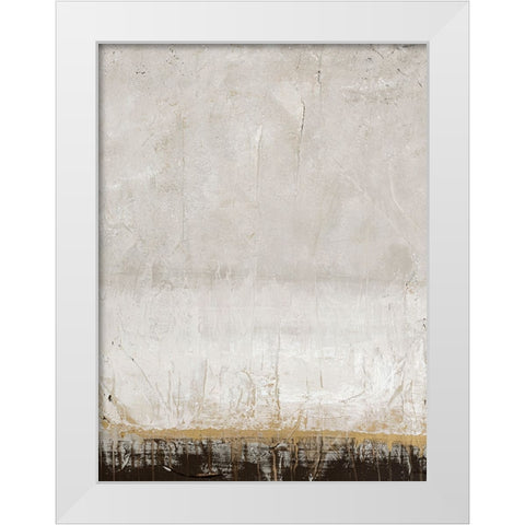 Golden Line White Modern Wood Framed Art Print by Design Fabrikken