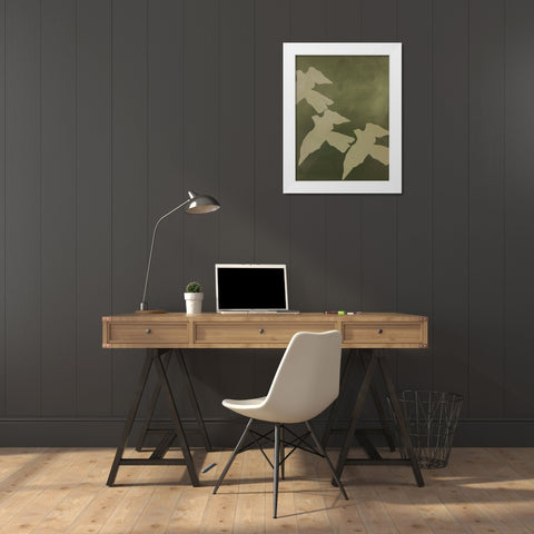 Migration White Modern Wood Framed Art Print by Design Fabrikken